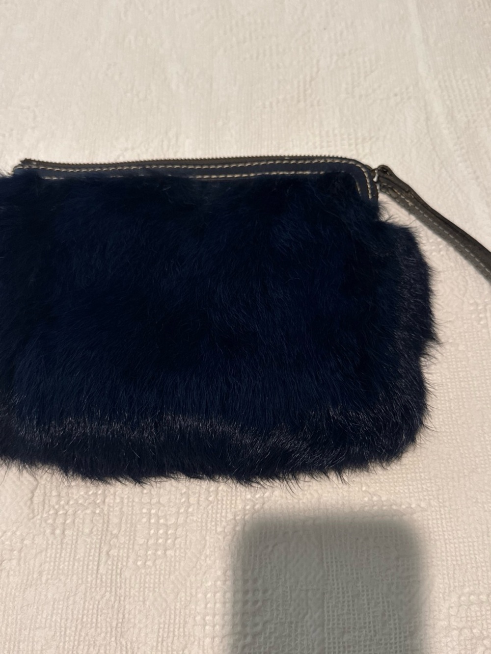 Patricia Nash Faux Fur Navy Wristlet Clutch